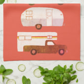 Retro Camper Motorhome RV Vanlife Rot erschüttert Geschirrtuch (Gefaltet)