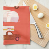 Retro Camper Motorhome RV Vanlife Rot erschüttert Geschirrtuch (Viertel Falte)