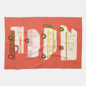 Retro Camper Motorhome RV Vanlife Rot erschüttert Geschirrtuch (Horizontal)