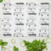 Retro Camper Motorhome RV Vanlife Schwarz Weiß Geschirrtuch (Gefaltet)