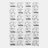 Retro Camper Motorhome RV Vanlife Schwarz Weiß Geschirrtuch (Vertikal)