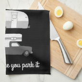 Retro Camper Motorhome RV Vanlife Schwarz-weiß Geschirrtuch (Viertel Falte)