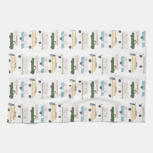 Retro Camper Motorhome RV Vanlife White Geschirrtuch (Horizontal)