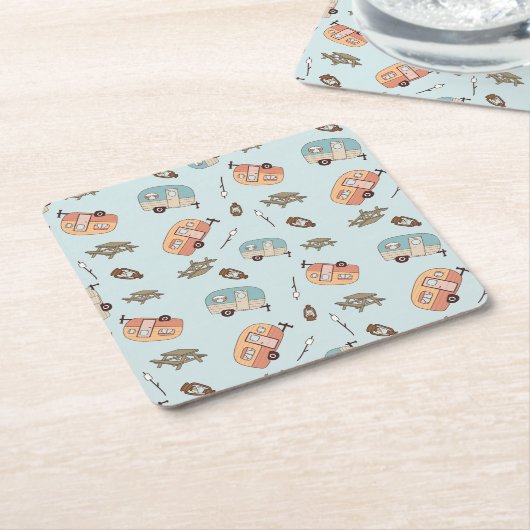 Retro Camper Paper Coaster Rechteckiger Pappuntersetzer (angewinkelt)