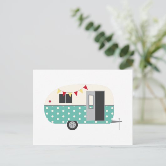 Retro Camper Postkarte (Stehend Vorderseite)