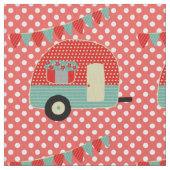 Retro Camper Red Aqua Punkt Muster Fabric Stoff (Nahaufnahme)
