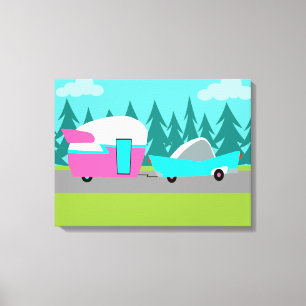 Retro-Camper / Trailer auf Spannleinwand Leinwanddruck