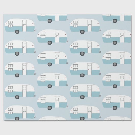 Retro Camper Trailer blaues Packpapier (Flach)