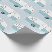 Retro Camper Trailer blaues Packpapier (Ecke)