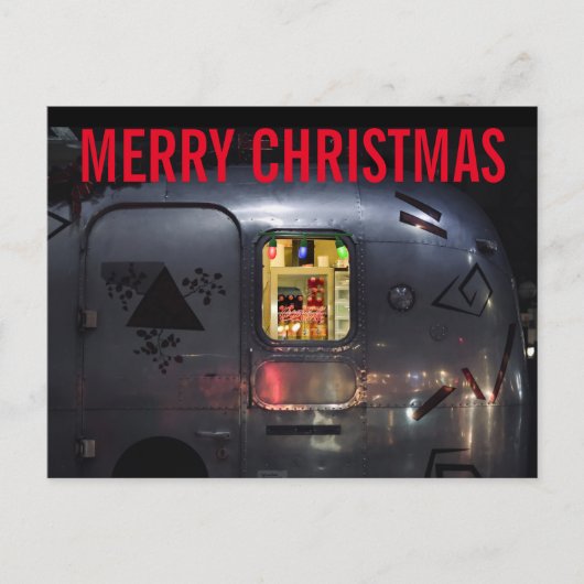 RETRO CAMPER TRAILER CHRISTMAS Postkarten (Vorderseite)