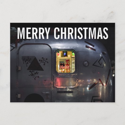 RETRO CAMPER TRAILER CHRISTMAS Postkarten (Vorderseite)