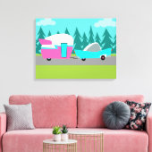 Retro Camper / Trailer gepflasterte Leinwand Print (Insitu (Wohnzimmer))