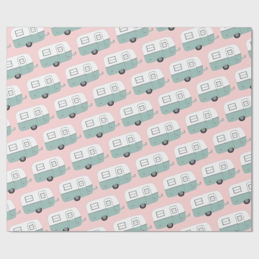 Retro Camper Trailer Minze rosa Packpapier (Flach)