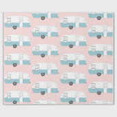 Retro Camper Trailer Pink Packpapier (Flach)