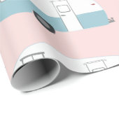 Retro Camper Trailer Pink Packpapier (Rolleneckpunkt)