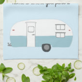 Retro Camper Trailer RV Motorhome Blau Geschirrtuch (Gefaltet)