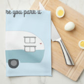 Retro Camper Trailer RV Motorhome Blau Geschirrtuch (Viertel Falte)