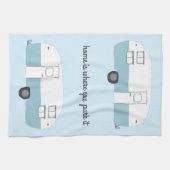 Retro Camper Trailer RV Motorhome Blau Geschirrtuch (Horizontal)