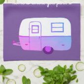 Retro Camper Trailer RV Motorhome Lila Geschirrtuch (Gefaltet)