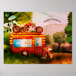 Retro Camper Trailer Trash Happer Campers Custom Poster