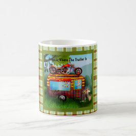 Retro Camper Trailer Trash Zitate Tartan Green Red Kaffeetasse