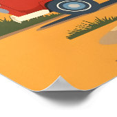 Retro Camper Van Beach Road Trip Art Poster (Ecke)