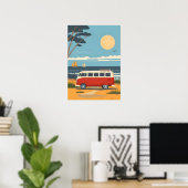 Retro Camper Van Beach Road Trip Art Poster (Heimbüro)