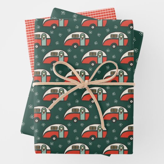 Retro Camper Van Christmas Geschenkpapier Set (Beispiel)