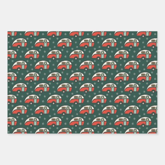 Retro Camper Van Christmas Geschenkpapier Set (Vorderseite)