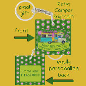 Retro Camper Van Life Rocks Fun Mod Blume Schlüsselanhänger