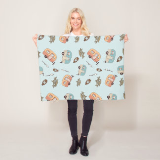 Retro Camper Vibes Wurfdecke – Nahtloser Vintage-S Fleecedecke