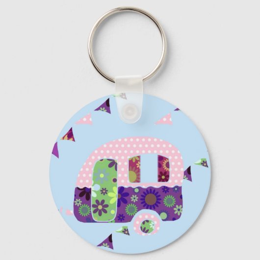 Retro camper vintage caravan shabbychic schlüsselanhänger (Vorderseite)