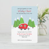 Retro Camper Weihnachten Einladung (Stehend Vorderseite)