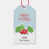 Retro Camper Weihnachten Geschenkanhänger (Vorderseite)