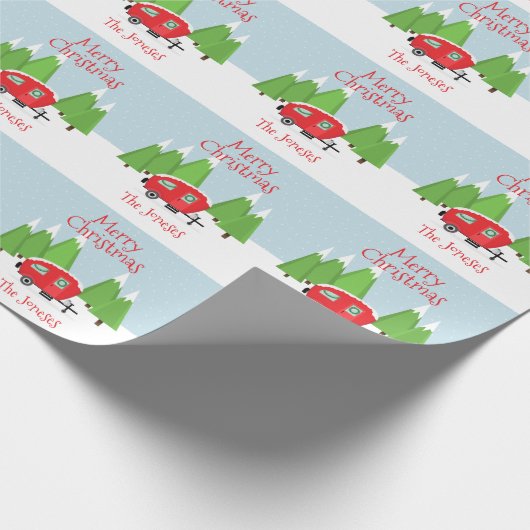Retro Camper Weihnachten Geschenkpapier (Ecke)