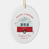 Retro Camper Weihnachten glücklich Campers Urlaub Keramik Ornament (Rechts)