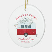 Retro Camper Weihnachten glücklich Campers Urlaub Keramik Ornament (Links)