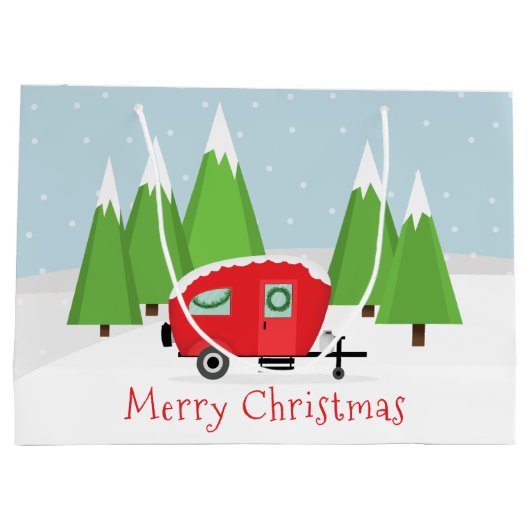 Retro Camper Weihnachten Große Geschenktüte (Rückseite)