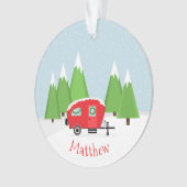 Retro Camper Weihnachten Ornament (Vorderseite)