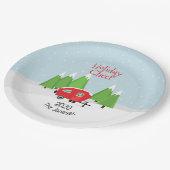 Retro Camper Weihnachten Pappteller (Schrägansicht)
