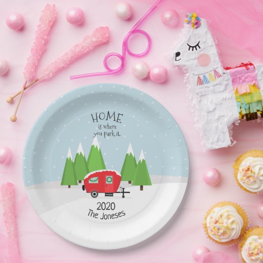 Retro Camper Weihnachten Pappteller (Party)