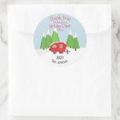 Retro Camper Weihnachten Runder Aufkleber (Tasche)