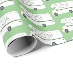 Retro-Camper-Wohnmobil grünes Geschenkpapier