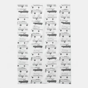 Retro Camper Wohnmobil RV Vanlife Schwarz Grau Wei Geschirrtuch
