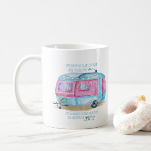 Retro Camper-Wohnwagen-Blau   rosa u. weißes Kaffeetasse