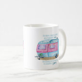 Retro Camper-Wohnwagen-Blau | rosa u. weißes Kaffeetasse (VorderseiteRechts)