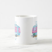 Retro Camper-Wohnwagen-Blau | rosa u. weißes Kaffeetasse (Mittel)
