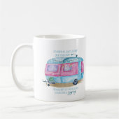 Retro Camper-Wohnwagen-Blau | rosa u. weißes Kaffeetasse (Links)