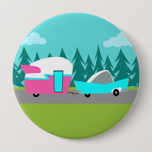 Retro-Camper / Wohnwagen und Auto-Button Button (Vorderseite)