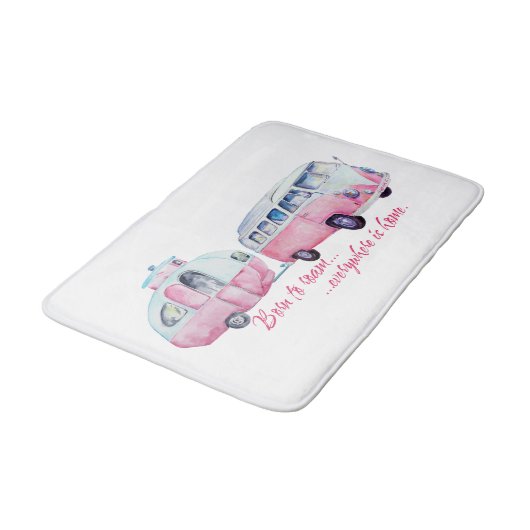 Retro Camper-Wohnwagen-und Van-Bad-Matte Badematte (Schrägansicht)